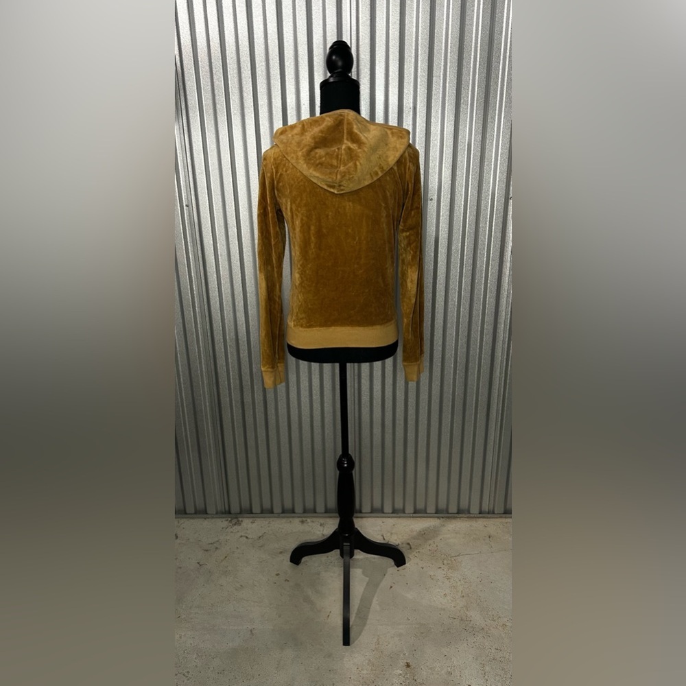 Women’s Juicy Couture Tan Velour Cotton Long Sleeve Jacket Designer Size Large - Picture 2 of 4